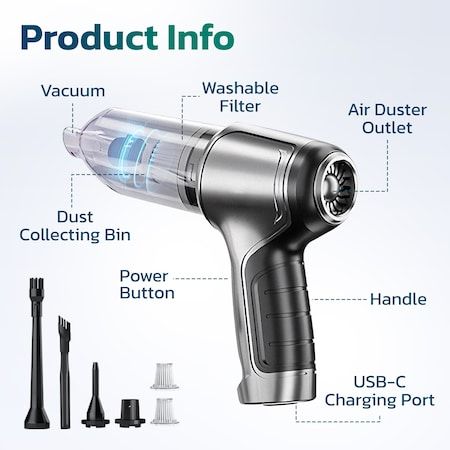 Portable Air Duster Wireless Vacuum Cleaner, 55% Discount For Today ( FAST BUY SMARTLY BUY) Enjoy Our Mega Sales ✨